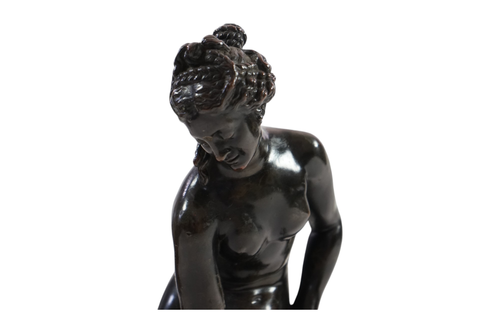 After Christophe-Gabriel Allegrain (1710-1795), a late 19th century bronze model of Venus sortant du bain